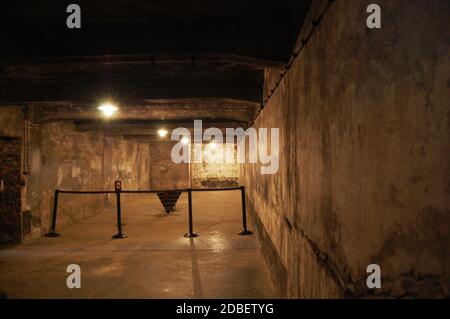 Innenraum der Gaskammern im Konzentrationslager Auschwitz Stockfoto