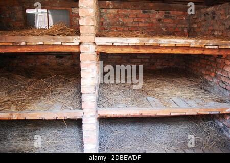 Innenraum der Kaserne im Konzentrationslager Auschwitz Stockfoto