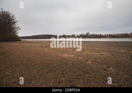 Leerer entwässert Teich, Herbst, Teich Svet, Trebon Tschechien Stockfoto