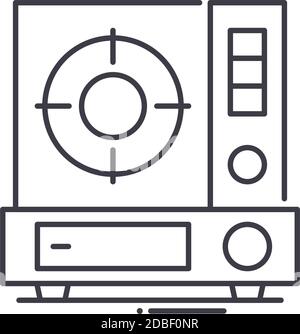 Kompaktes Gasofen-Symbol, lineare isolierte Illustration, dünner Linienvektor, Webdesign-Zeichen, Umriss-Konzept-Symbol mit editierbarem Strich auf weiß Stock Vektor