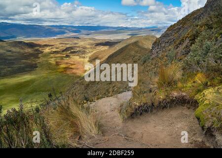 Wanderweg auf den Berg Ruminahui im Cotopaxi Nationalpark in den Anden, Ecuador Stockfoto