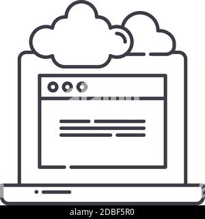 Cloud-Netzwerk-Service-Symbol, lineare isolierte Illustration, dünne Linie Vektor, Web-Design-Zeichen, Umriss Konzept Symbol mit editierbaren Strich auf weiß Stock Vektor