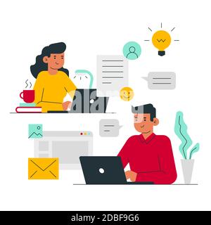 Telearbeit Konzept Vektor Illustration EPS 10 Stock Vektor