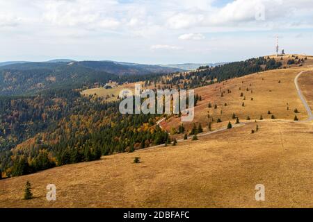 Blick vom Feldbergturm auf die Landschaft des Schwarzwaldes im Herbst Stockfoto