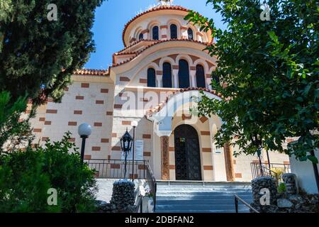 Die Kirche des Klosters Sankt Nektarios in der Nähe von Archipoli auf der griechischen Insel Rhodos Stockfoto