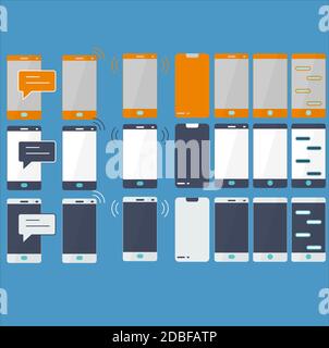 Zeilensymbole, Sammlung von Kommunikationssymbolen. Set von Smartphone-Vektor für Web-Design und mobile. Internet-Technologie. EPS 10 Stock Vektor