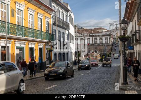 Rua Da Se In Angra Do Heroismo Town Center Ein Terceira Insel Auf Den Azoren Portugal Stockfoto