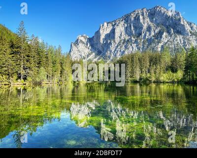 Grüner See Österreich, temporärer See mit Schmelzwasser in Österreich Stockfoto