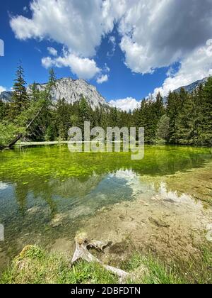 Grüner See Österreich, temporärer See mit Schmelzwasser in Österreich Stockfoto