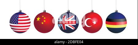 Eine Reihe von Weihnachtsbaumschmuck Stock Vektor