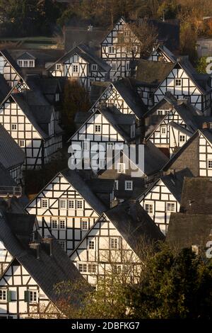 Freudenberg, der „Alte Flecken“ ganz in Fachwerkbauweise errichtete Innenstadt Stockfoto