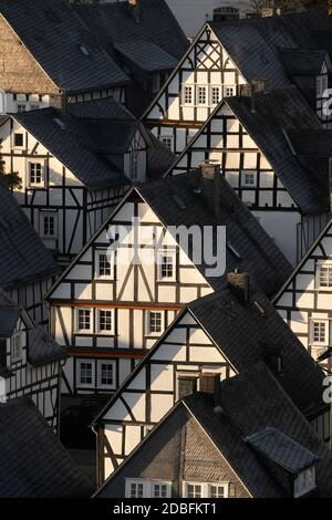 Freudenberg, der „Alte Flecken“ ganz in Fachwerkbauweise errichtete Innenstadt Stockfoto