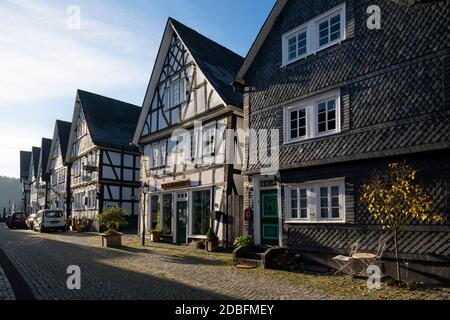 Freudenberg, der „Alte Flecken“ ganz in Fachwerkbauweise errichtete Innenstadt Stockfoto