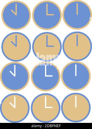 Symbole für flache Vektorzeit. Uhrensymbole für Web und Handy. EPS 10 Stock Vektor