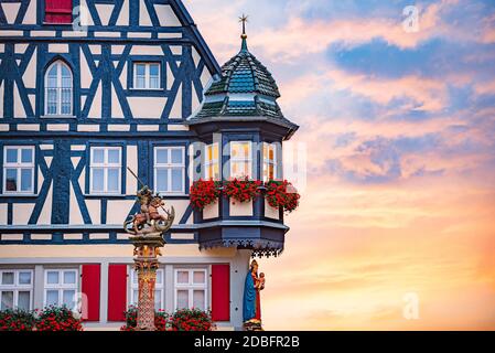 Rothenburg ob der Tauber Stadt in Bayern, Deutschland. Architektur der alten deutschen Stadt. Stockfoto