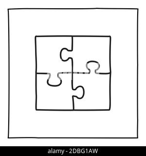 Doodle Puzzle-Symbol oder Logo, von Hand mit dünnen schwarzen Linie gezeichnet. Stock Vektor