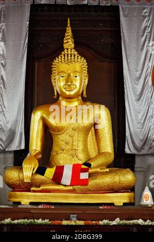 Sitzender Buddha Statue im Tempel des Zahns. Kandy, Sri Lanka Stockfoto
