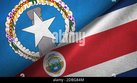 Nördliche Marianen und Costa Rica zwei Flaggen Textiltuch, Stoffstruktur Stockfoto