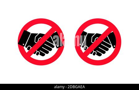 Kein Handshake-Symbol. Keine Geschäfte. Keine Zusammenarbeit. Handshake-Zeichen nicht zulassen. Vektor auf isoliertem weißem Hintergrund. EPS 10 Stock Vektor
