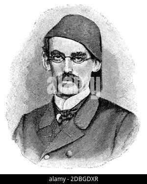 Porträt von Mehmed Emin Pascha war ein osmanischer Arzt deutscher jüdischer Herkunft, Naturforscher und Gouverneur der ägyptischen Provinz Equatoria auf der Stockfoto