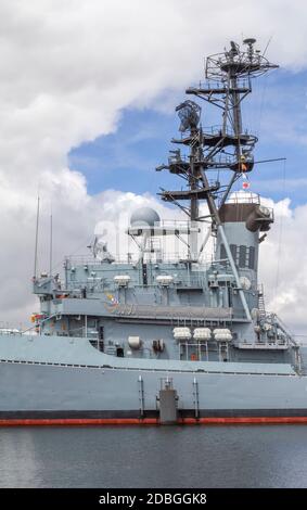 Detail eines in Norddeutschland einsehenden Schlachtschiffs Stockfoto