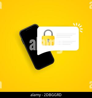 Pushnotice für den Zugriff auf die Passwortsicherheit auf dem Smartphone. Benachrichtigung über Verifizierungscode auf dem pc-Bildschirm zur Authentifizierung. Symbol für private Autorisierung Stock Vektor