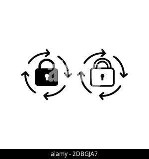 Symbol für erneutes Laden sperren. Drehpfeile mit Kontursymbol. Kennwort aktualisieren. Vektor auf isoliertem weißem Hintergrund. EPS 10 Stock Vektor