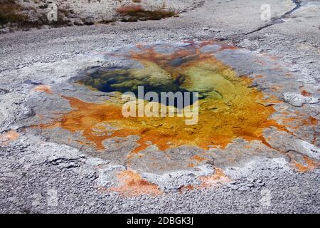 Orangefarbene Quellbecken im Yellowstone National Park Stockfoto
