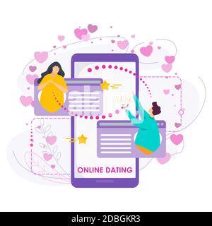 Meeting-Website. Heiratsantrag. Dating-Website. Viel Spaß mit dem Chat. Stock Vektor