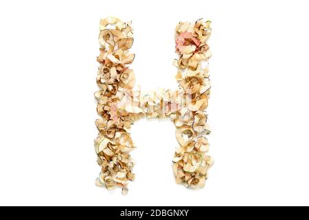 Buchstabe H aus farbigen Bleistiftspäne für die Verwendung in Ihrem Design. Stockfoto