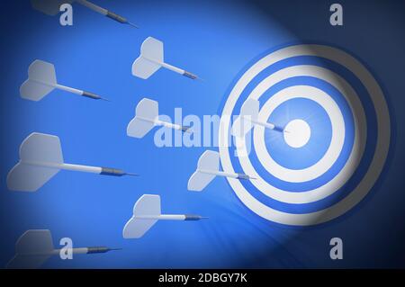 3d-Rendering-Bild , Ziel mit Darts, Business Target Ziel für den Erfolg Strategie-Konzept , Stockfoto