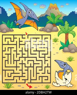 Maze 3 mit Pterodactyls - Abbildung. Stockfoto