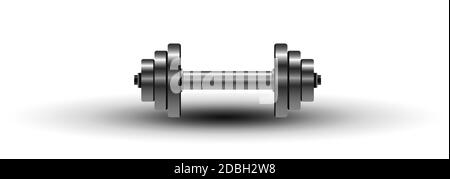 Silberne realistische Kurzhantel isoliert auf weißem Hintergrund. Realistische Vektordarstellung. Vektor Metall Hantelgewichte auf weißem Hintergrund Stock Vektor