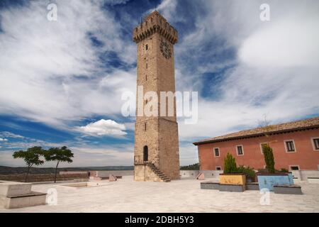 MANGANA Tower in Cuenca, Spanien. Stockfoto