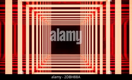 Abstrakter quadratischer Hintergrund, rot und weiß, 3d-Rendering Stockfoto