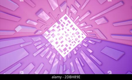 Abstrakter rosafarbener Hintergrund mit Quadraten, 3d-Rendering Stockfoto