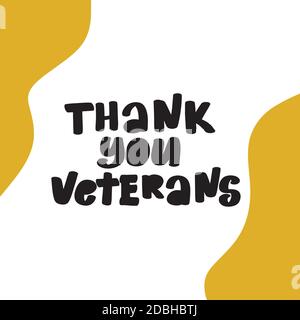 Vielen Dank Veteranen Text. Kalligraphie Hand Schriftzug Vektor-Karte. Stock Vektor
