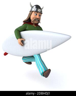 Fun 3D-gaulois Surfer Stockfoto