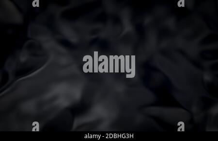 Minimalistischer monochromer schwarzer Hintergrund von zufälligen und abstrakten Wellen. Satineffekt. Niemand um. 3d-Rendering. Stockfoto