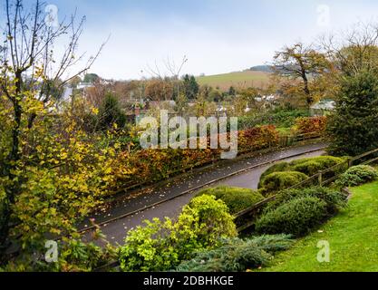 Ein regnerischer Herbsttag im East Budleigh Village. Stockfoto