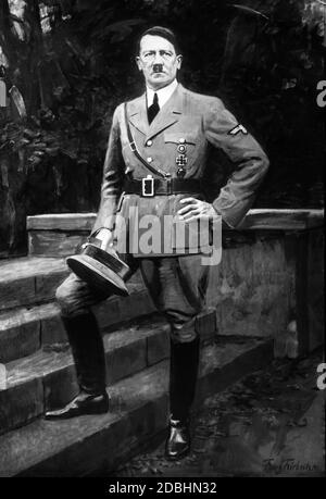 Adolf Hitler Darstellung von Franz Triebsch in Parteiuniform mit Eisernen Kreuz und Wundabzeichen. (Undatierte Aufnahme) Stockfoto
