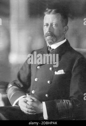 Das Porträt zeigt Prinz Heinrich von Preußen in Admirals-Uniform als Leiter der deutschen Hochseeflotte 1908. Stockfoto