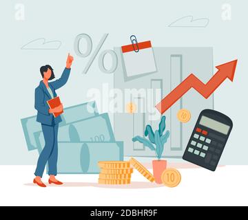 Budgetverwaltung, Audit- und Buchhaltungsdokumentablauf, flache Vektordarstellung. Stock Vektor