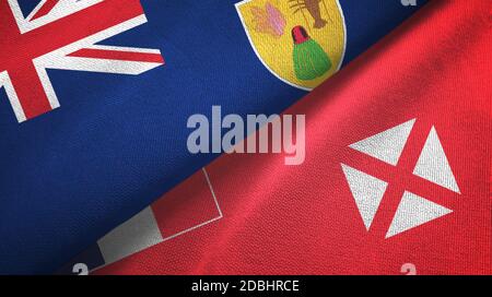 Turks- und Caicosinseln und Wallis und Futuna zwei Flaggen Stockfoto