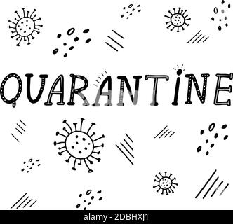 Quarantäne setzen Kalligraphie Schrift Vektor eps Illustration Symbole Stock Vektor