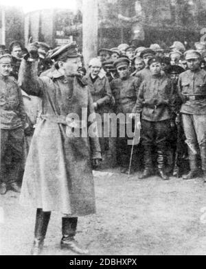 Leo Trotzki, geb. Lev Bronstein, Gründer und Oberbefehlshaber der Roten Armee während und nach dem russischen Bürgerkrieg. Stockfoto