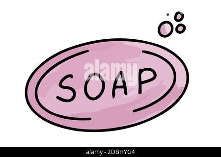 Pink trendy Cartoon Seife Symbol. Vektorgrafik isoliert auf weißem Hintergrund. Hygienekonzept. Stock Vektor