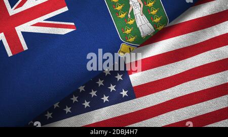 Jungferninseln Britisches Großbritannien und Vereinigte Staaten zwei Flaggen Stockfoto