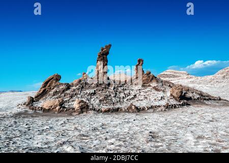 Las Tres Marien Wahrzeichen im Valle de la Luna, San Pedro de Atacama, Chile Stockfoto