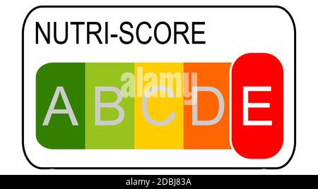 Nutri-Score Label Level E, 5-Farben Nutrition Label â €“ Illustration Stockfoto